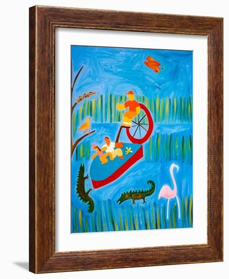 In Florida,with the crocodiles, 2001,(oil on linen)-Cristina Rodriguez-Framed Giclee Print