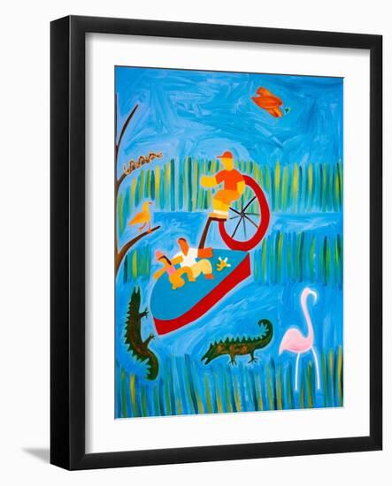 In Florida,with the crocodiles, 2001,(oil on linen)-Cristina Rodriguez-Framed Giclee Print