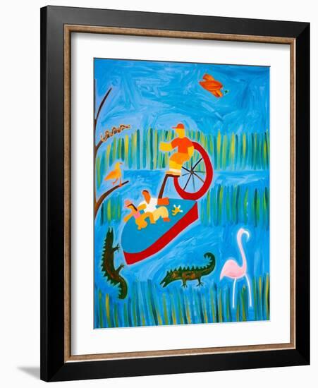 In Florida,with the crocodiles, 2001,(oil on linen)-Cristina Rodriguez-Framed Giclee Print