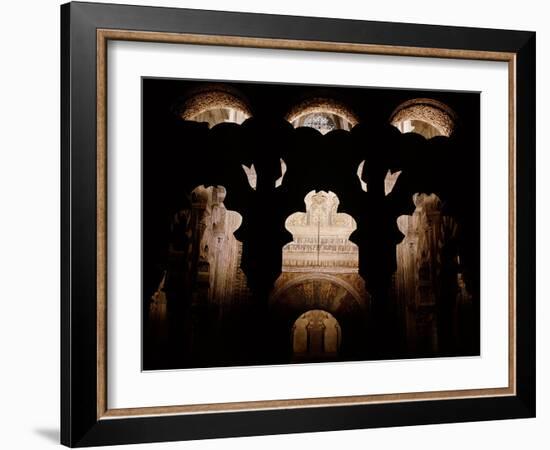 In front of the mihrab of the Great Mosque of Cordoba, part of the 10th century enlargements-Werner Forman-Framed Giclee Print