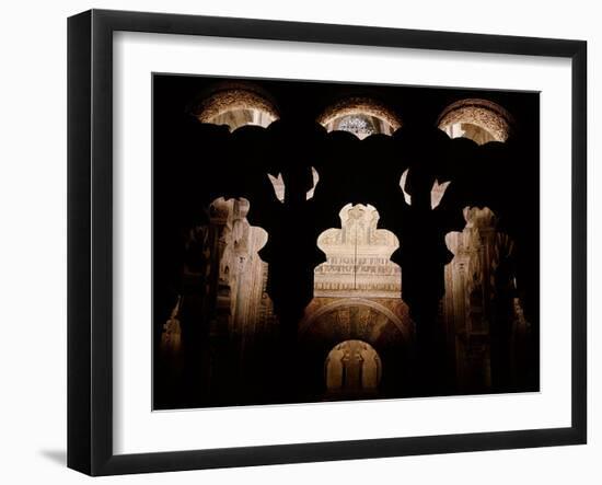 In front of the mihrab of the Great Mosque of Cordoba, part of the 10th century enlargements-Werner Forman-Framed Giclee Print