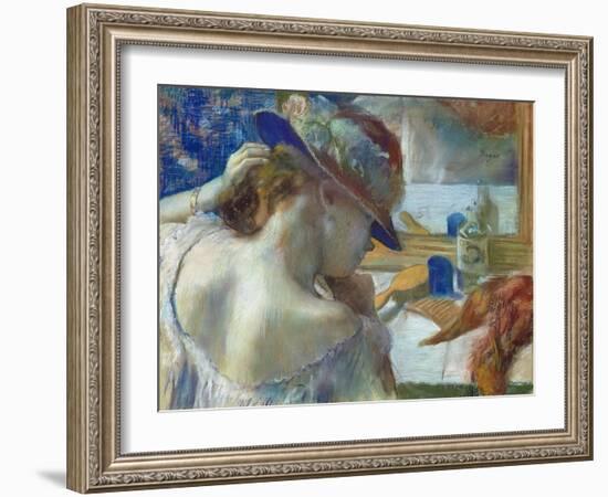 In Front of the Mirror, 1889-Edgar Degas-Framed Giclee Print