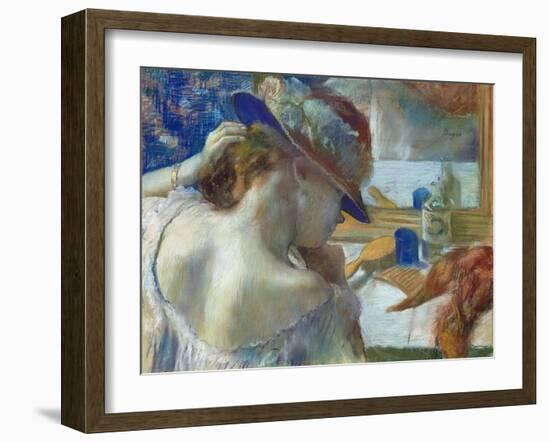 In Front of the Mirror, 1889-Edgar Degas-Framed Giclee Print