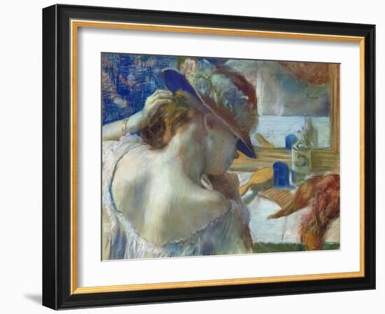 In Front of the Mirror, 1889-Edgar Degas-Framed Giclee Print