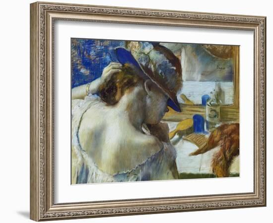 In Front of the Mirror, about 1889-Edgar Degas-Framed Giclee Print
