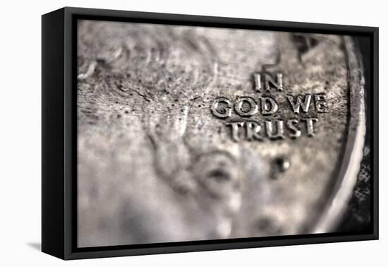 In God We Trust on US Quarter in Macro View-null-Framed Stretched Canvas