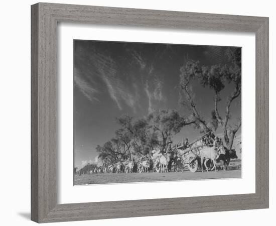 In Heavy-Wheeled Carts, Refugees Making their Way to India-Margaret Bourke-White-Framed Photographic Print