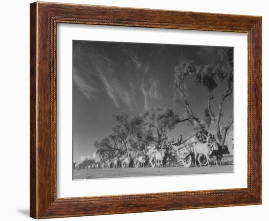 In Heavy-Wheeled Carts, Refugees Making their Way to India-Margaret Bourke-White-Framed Photographic Print