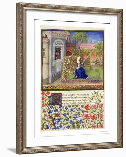 In Her Garden, Plate 22, from "Teseida", by Giovanni Boccaccio, 1468-null-Framed Giclee Print