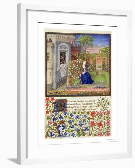 In Her Garden, Plate 22, from "Teseida", by Giovanni Boccaccio, 1468-null-Framed Giclee Print