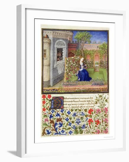 In Her Garden, Plate 22, from "Teseida", by Giovanni Boccaccio, 1468-null-Framed Giclee Print