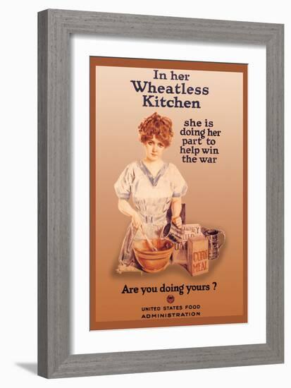 In Her Wheatless Kitchen-Howard Chandler Christy-Framed Art Print