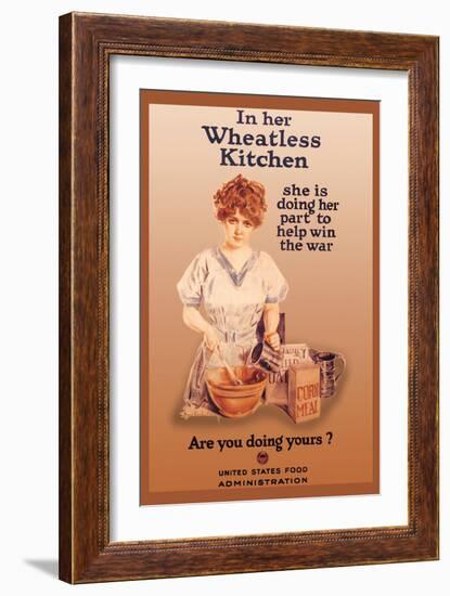 In Her Wheatless Kitchen-Howard Chandler Christy-Framed Art Print