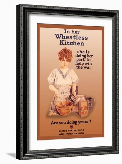 In Her Wheatless Kitchen-Howard Chandler Christy-Framed Art Print