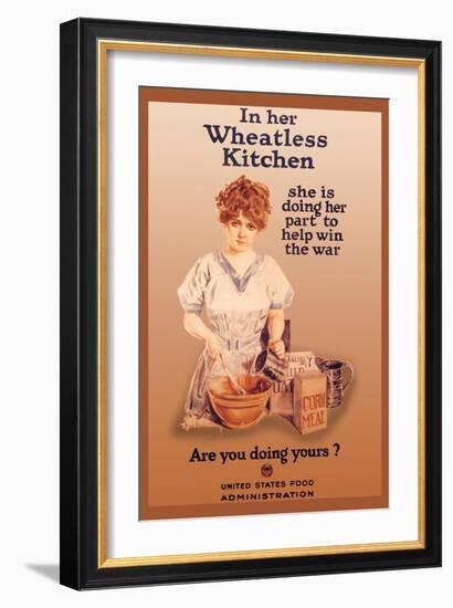 In Her Wheatless Kitchen-Howard Chandler Christy-Framed Art Print