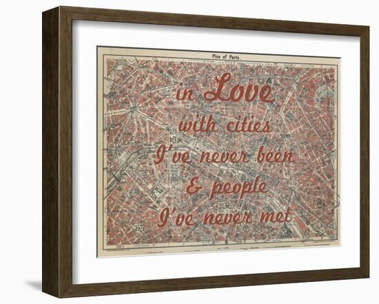 In Love with Places I've Never Been & People I've Never Met - 1929, Paris, France Map-null-Framed Giclee Print