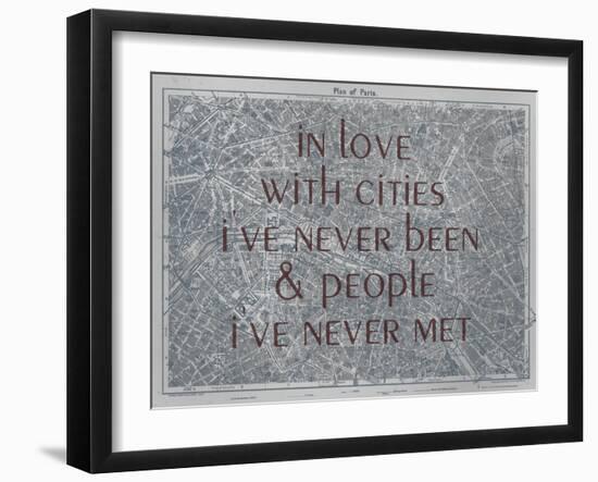 In Love with Places I've Never Been & People I've Never Met - 1929, Paris, France Map-null-Framed Giclee Print