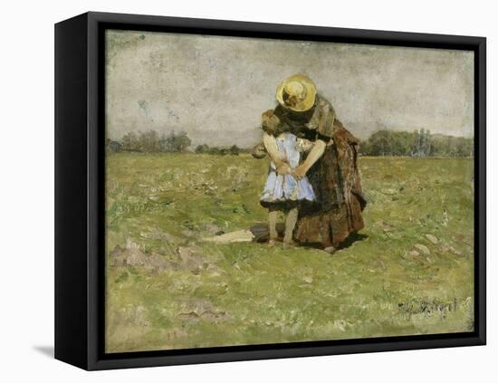 In Mother's Arms (Wife and Daughter of the Artist in Dachau), 1886 (Painting)-Heinrich Johann von Zugel-Framed Premier Image Canvas