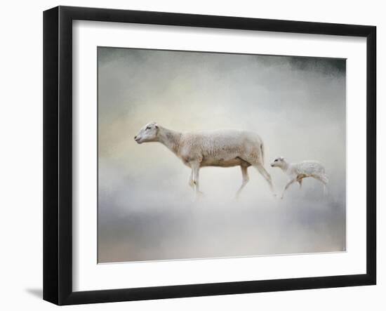 In My Mothers Footsteps Sheep and Lamb-Jai Johnson-Framed Giclee Print