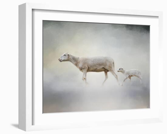 In My Mothers Footsteps Sheep and Lamb-Jai Johnson-Framed Giclee Print