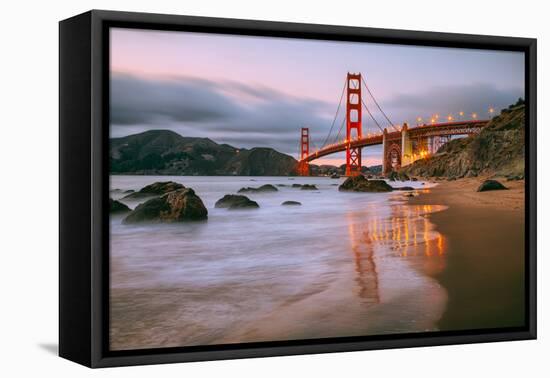 In Reflection at Marshall Beach, Golden Gate Bridge, San Francisco-Vincent James-Framed Premier Image Canvas