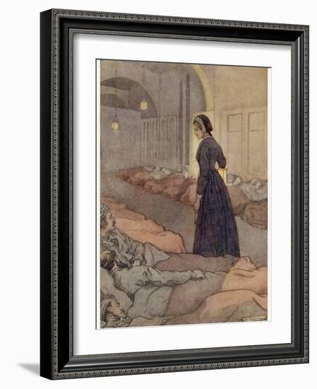 In Scutari Florence Nightingale Checks Patients During the Night-M.v. Wheelhouse-Framed Photographic Print