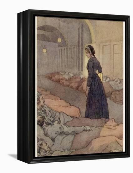 In Scutari Florence Nightingale Checks Patients During the Night-M.v. Wheelhouse-Framed Premier Image Canvas