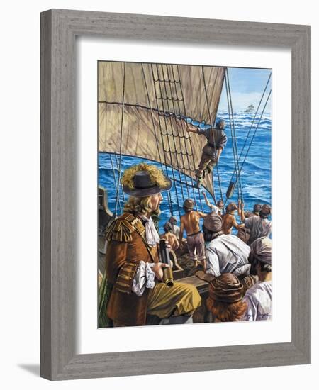 In Search of Buried Treasure: Fortune in a Coral Cave-Roger Payne-Framed Giclee Print