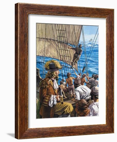 In Search of Buried Treasure: Fortune in a Coral Cave-Roger Payne-Framed Giclee Print