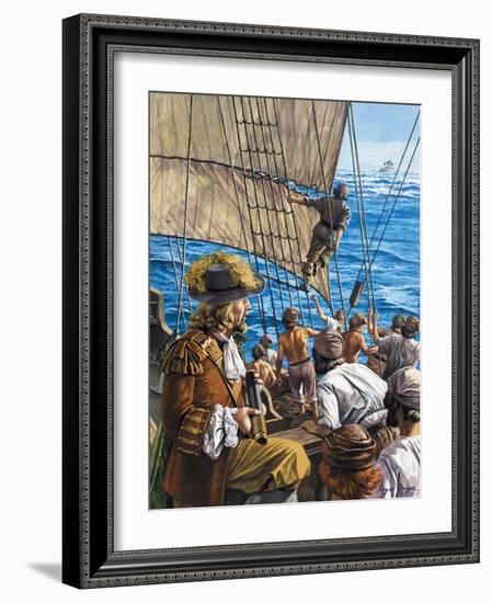 In Search of Buried Treasure: Fortune in a Coral Cave-Roger Payne-Framed Giclee Print