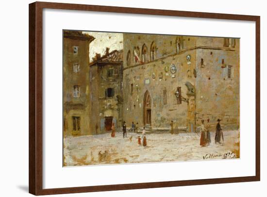 In Square in Volterra-Francesco Gioli-Framed Giclee Print