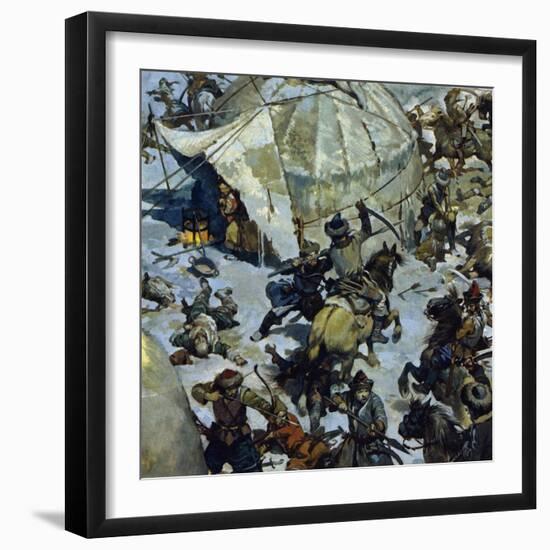 In the 12th Century, the Lands of the Mongols Was the Scenec of Perpetual Feudal Battles-Alberto Salinas-Framed Giclee Print