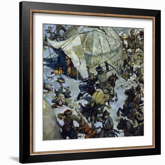 In the 12th Century, the Lands of the Mongols Was the Scenec of Perpetual Feudal Battles-Alberto Salinas-Framed Giclee Print