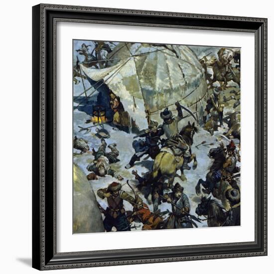 In the 12th Century, the Lands of the Mongols Was the Scenec of Perpetual Feudal Battles-Alberto Salinas-Framed Giclee Print