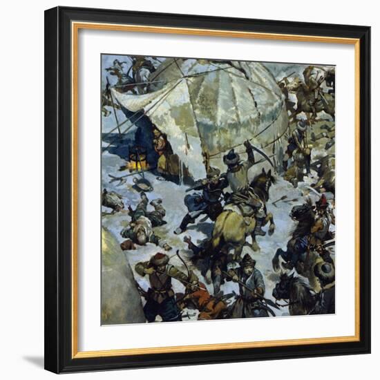 In the 12th Century, the Lands of the Mongols Was the Scenec of Perpetual Feudal Battles-Alberto Salinas-Framed Giclee Print