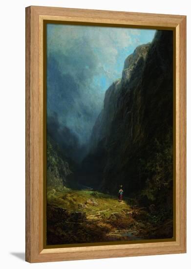 In the Alpine High Valley (Landscape with Mt. Wendelstei), C. 1871-Carl Spitzweg-Framed Premier Image Canvas