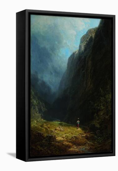In the Alpine High Valley (Landscape with Mt. Wendelstei), C. 1871-Carl Spitzweg-Framed Premier Image Canvas