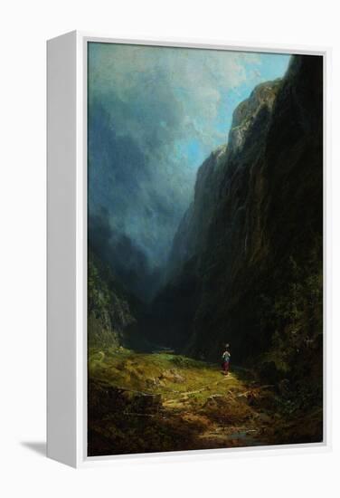 In the Alpine High Valley (Landscape with Mt. Wendelstei), C. 1871-Carl Spitzweg-Framed Premier Image Canvas