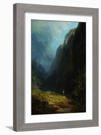 In the Alpine High Valley (Landscape with Mt. Wendelstei), C. 1871-Carl Spitzweg-Framed Giclee Print