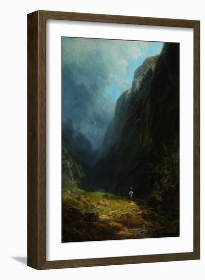 In the Alpine High Valley (Landscape with Mt. Wendelstei), C. 1871-Carl Spitzweg-Framed Giclee Print