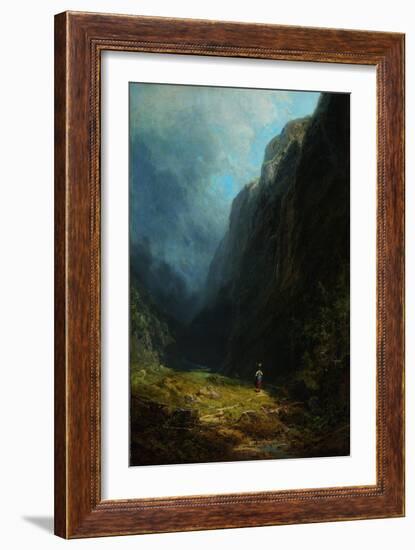 In the Alpine High Valley (Landscape with Mt. Wendelstei), C. 1871-Carl Spitzweg-Framed Giclee Print