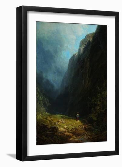 In the Alpine High Valley (Landscape with Mt. Wendelstei), C. 1871-Carl Spitzweg-Framed Giclee Print