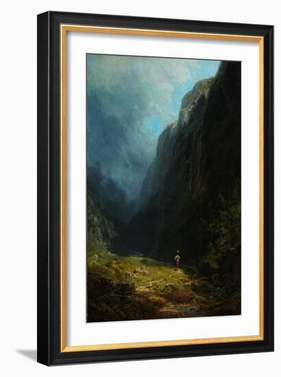 In the Alpine High Valley (Landscape with Mt. Wendelstei), C. 1871-Carl Spitzweg-Framed Giclee Print