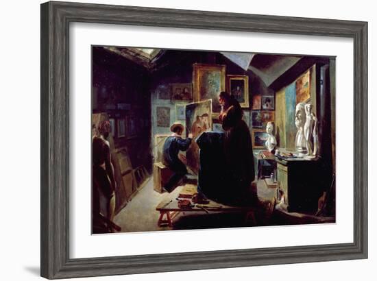 In the Artist's Studio, 1820-30-Achille Deveria-Framed Giclee Print