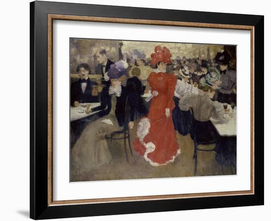 In the Café D'Harcourt at Paris-Henri Jacques Edouard Evenepoel-Framed Giclee Print