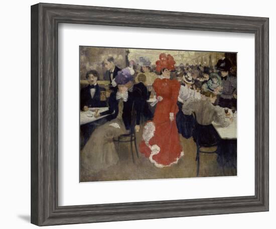 In the Café D'Harcourt at Paris-Henri Jacques Edouard Evenepoel-Framed Giclee Print