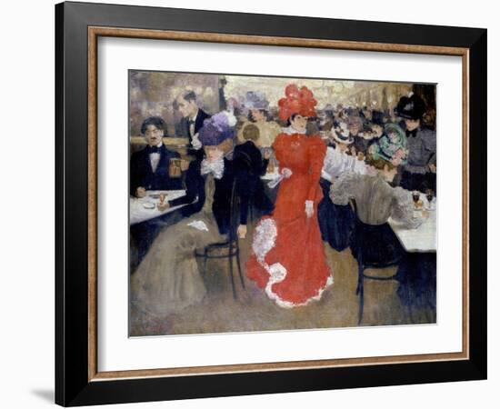 In the Café D'harcourt in Paris, 1897 (Oil on Canvas)-Henri Jacques Edouard Evenepoel-Framed Giclee Print