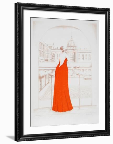 In the Cafe (Red)-Branko Bahunek-Framed Limited Edition