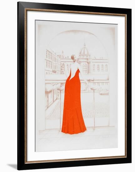 In the Cafe (Red)-Branko Bahunek-Framed Limited Edition