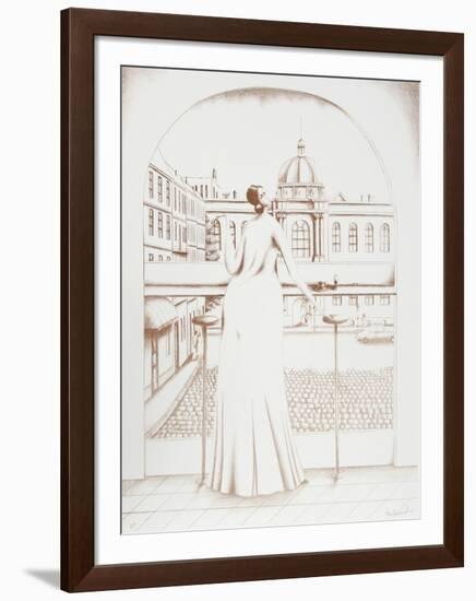 In the Cafe (Sepia)-Branko Bahunek-Framed Collectable Print